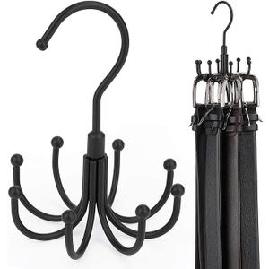 BigOtrers Belt Hanger, 2 Pack Rotatable Belt Rack Closet Accessories Organizer, Maximum 24 Storage Capacity, Hanging Holder Storage Hook for Belt, Bra, Tank Top, Tie, Scarf, Purse, Black
