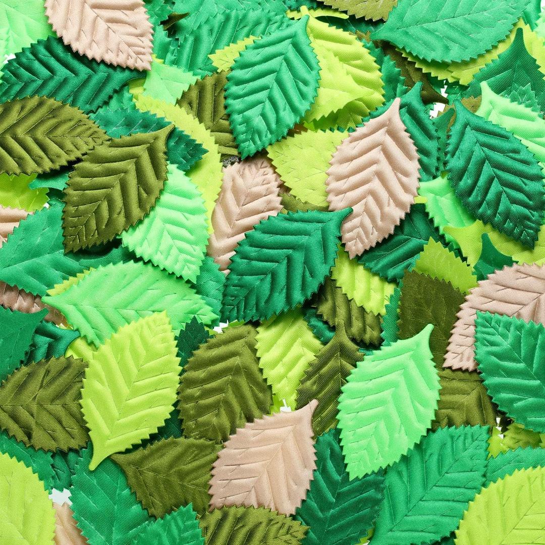 WILLBOND 150 Pieces Fake Fabric Leaves for Crafts Mixed Artificial Paper Leaves Scrapbooking Wedding Spring Meadow DIY Craft Supplies Card Faux Roses Leaf Party Decoration (Green Series)