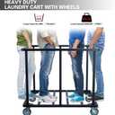 Commercial Laundry Cart with Wheels,600 lbs Commercial Laundry Hamper with Steel Frame and Oxford Cloth Bag,Industrial Laundry Cart for Hotel,Laundry Room 400L(Gray)
