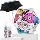 Rounded Corner Folding Umbrella Anti-UV Compact Durable Umbrella Auto Open/Close Lightweight Backpack Cute Cartoon Umbrella for Girls & Boys