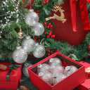 Wettarn 12 Pcs 3.15 Inch Glitter Christmas Balls Ornament Plastic Clear Ornaments for Christmas Tree Decorations with Hanging Ropes Transparent Xmas Disco Bulb Ball for Party(Clear)