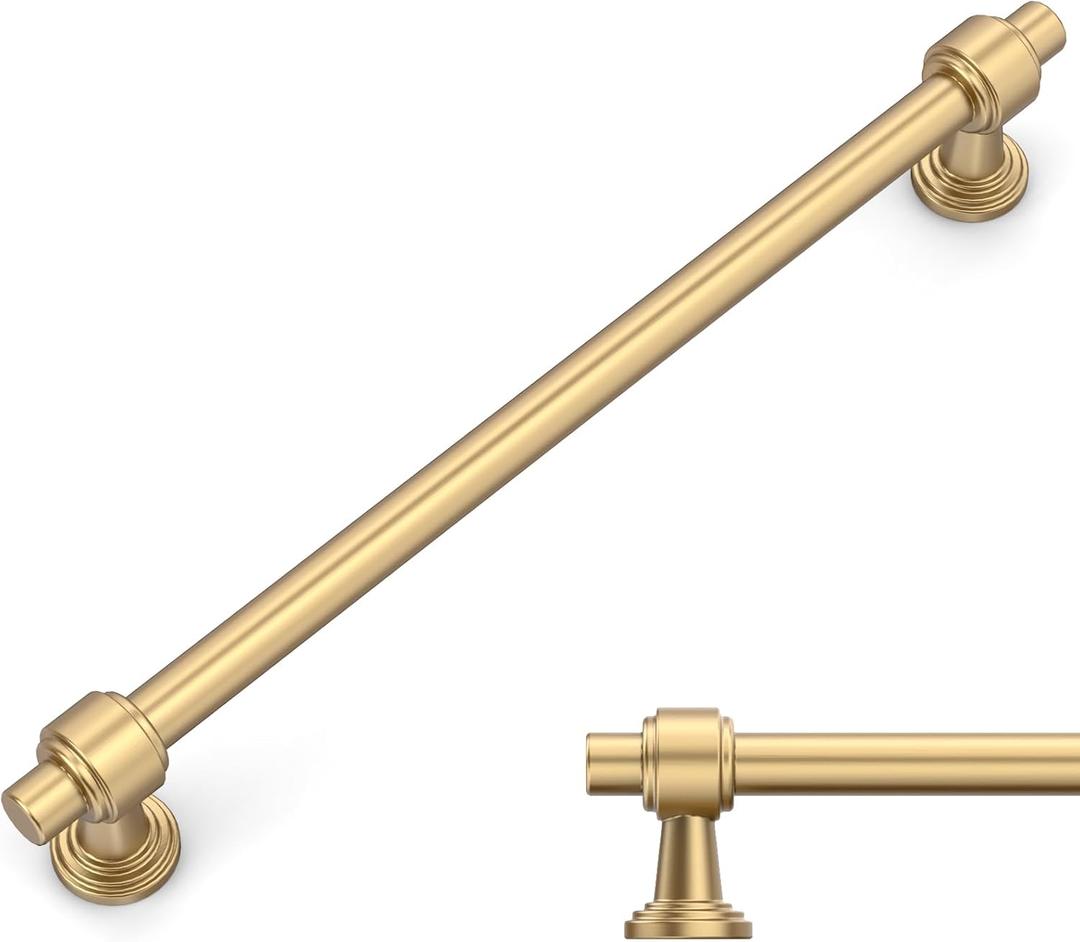 Amerdeco 10 Pack Champagne Bronze Cabinet Pulls 7.5 Inch(192mm) Hole Center Drawer Pulls Cabinet Hardware Kitchen Cabinet Handles for Bathroom Dresser Pulls ZH0069