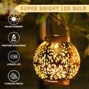 JOIEDOMI 2 Pack Outdoor Solar Hanging Lantern Lights, Waterproof Tabletop with Handle, LED Moroccan Lanterns, Metal Decorative Garden Solar Lights Christmas for Patio, Lawn, Porch, Backyard