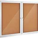 SWANCROWN Weather Resistant Enclosed Bulletin Board Cork Displays Boards Wall Mounted Notice Case with 2 Locking Door (48x34 inches)