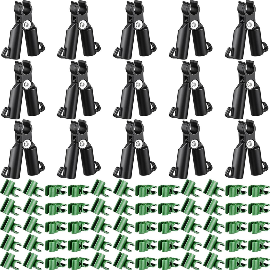 75 Pieces Adjustable Plant Trellis Connector Clip Plastic Connector Stakes Garden Plastic A-Type Connecting Joint Buckle Clip for Gardening Metal Steel Plant Supports (11 mm)
