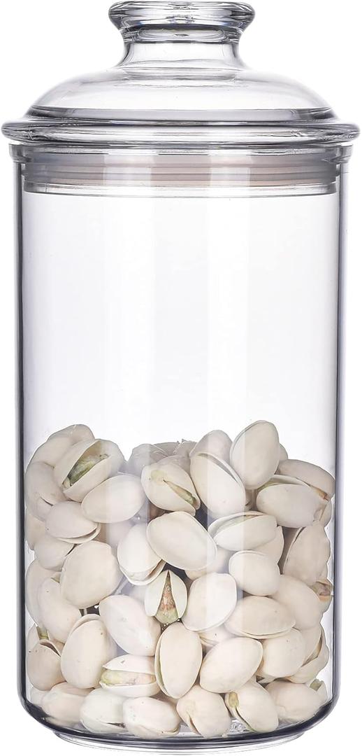 34oz Acrylic Storage Jar, Airtight Lid with Silicone Sealing Ring, Ideal Canister Container for Sugar, Tea, Spices, Herbs, Shells, Bath Salt, Christmas Decorative Apothecary Jars (Standard 1000 ml)
