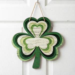 St. Patrick's Day Shamrock Wreath for Front Door - Lucky Welcome Door Sign Wreath Hanger for Wall, Home & Party Decor (Green)