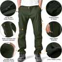 Toomett Men's hiking Snow Pants Skiing Winter Insulated Fleece lined Outdoor Water Repellent camping, walking, fishing (Green, 32)