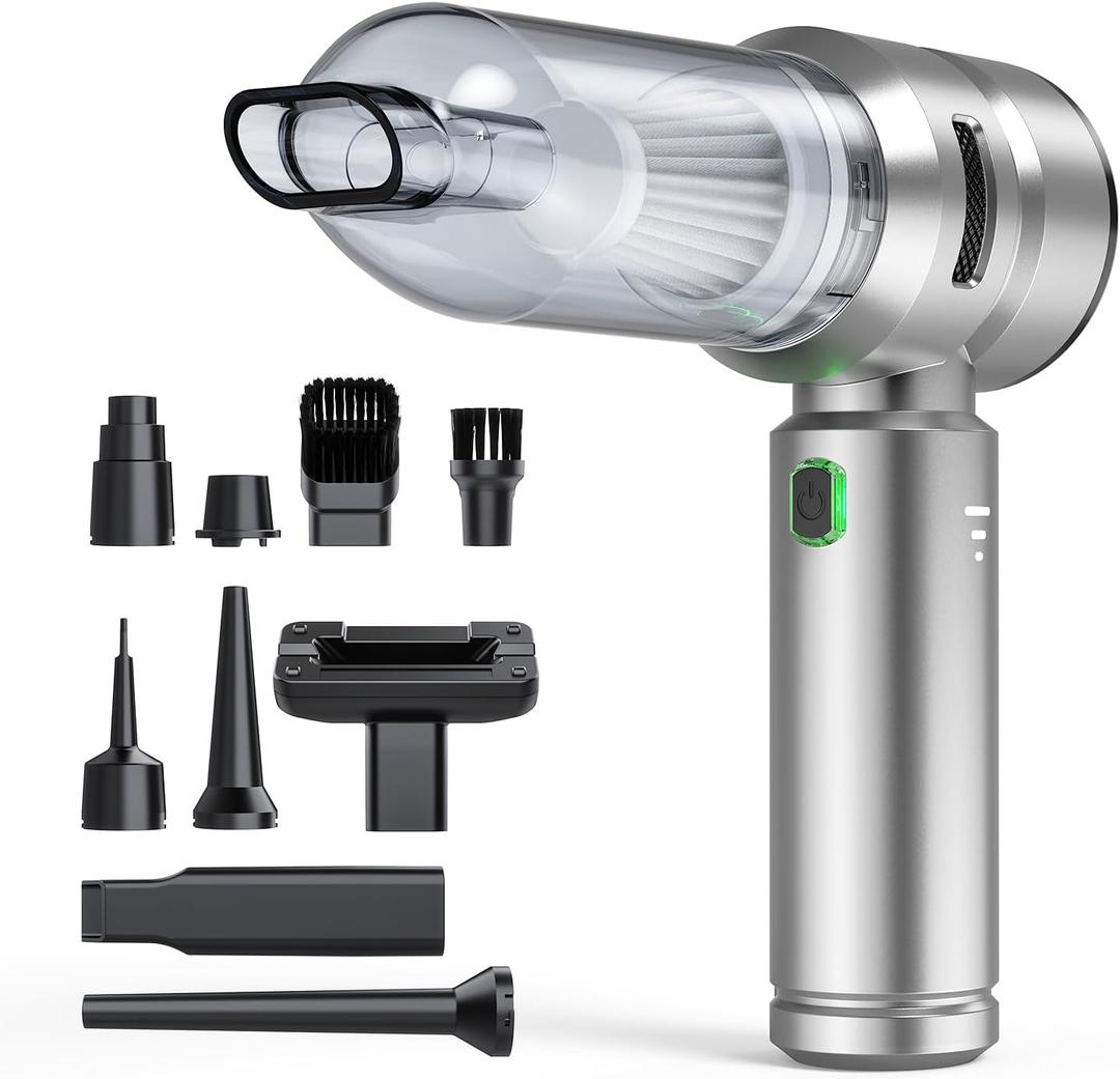 Car Vacuum, 3 Suction Modes,Portable Mini Cordless Cleaner with 21000pa Suction Power, Type-C Charge, Handheld Vacuum for Home, Car, Office Desk, Keyboards (Mysterious Silver)
