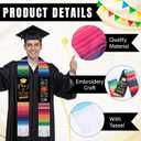 Giegxin 6 Pcs Mexican Graduation Stole Sash 70" Class of 2026 Embroidered Mexican Graduation Stole Vibrant Print Flag Stoles for Grads Traditional Spanish Sarape Style Graduate Ceremony Party Souvenir