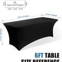 6FT Black Table Cloth - 6 Pack Fitted Stretch Rectangle Spandex Tablecloth, Washable Table Cover for Party, Picnic, Wedding, Banquet, Birthday and Festival(30" x 72")