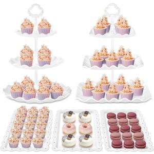 Kootek Dessert Cupcake Stand, 5pcs Dessert Table Display Set, 3 Tiered Cup Cake Holder Tower Stand& Cookie Serving Trays for Wedding, Tea Party, Birthday, Baby Shower