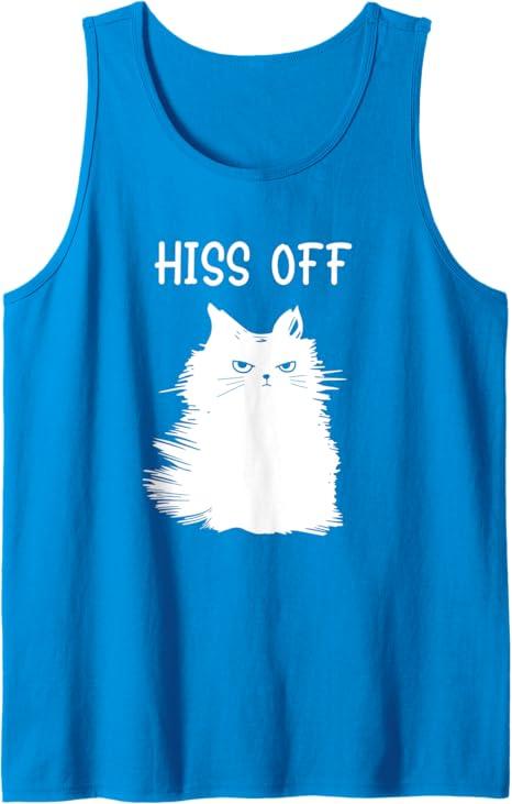 Cat themed gifts for women Men - Funny Meow Cat Hiss Off Tank Top M