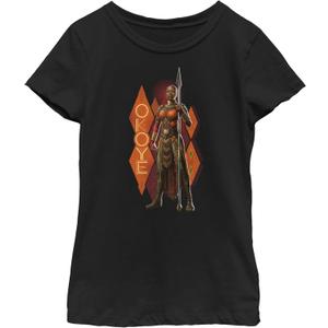 Marvel Girl's Okoye Pattern T-Shirt (Large, Black)