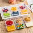 40 Pack 6 oz Small Snack Pack Containers with Lids, 2025 New 2 Compartment Snack Boxes Small Plastic Portion Control Condiment Container for Dipping Sauce, Travel Snacks, Lunch