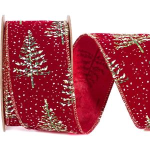 LaRibbons Red Christmas Ribbon Wired, 2.5 Inch x 10 Yard Snowy Red Christmas Tree Ribbon for Gift Wrapping, Christmas Tree Decoration, Crafts Wreath