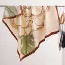 Large Silk Feeling Hair Scarf Bandanas for Women Elegant Silky Satin Neck Scarves 35inches Square Hair Sleeping Wrap (12 S12 Beige Bloom)