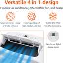 Amazon Basics 4-In-1 Portable Air Conditioner with Remote, Timer, Sleep Mode, Auto Swing, Cool/Heat/Dry/Fan-Only Functions, 13500 BTU (ASHRAE), Cools Up to 550 Sqf, Energy Saving, White
