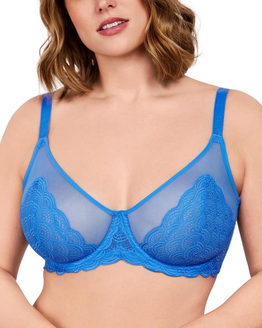 HSIA Minimizer Bras for Women Large Bust Full Coverage Lace Plus Size Bra - Mermaid Scales (Blue, M)