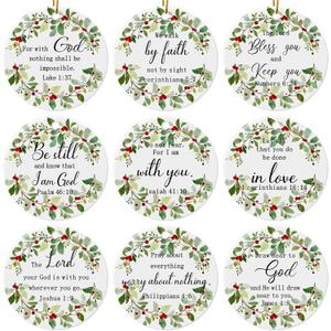 9 Pcs Christian Christmas Ornaments - Jesus, Bible Verse, Religious Ceramic Ornaments for Christmas Tree Home Decor Gifts