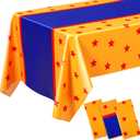 Oudain 3 Pcs Anime Theme Tablecloth 108 x 54 Inches Cartoon Table Covers Yellow Blue and Red Stars Print Table Cloth for Birthday Party Decoration