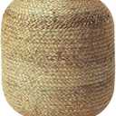 FRELISH DECOR Pedestal Pouf Ottoman Hand Braided 100% Jute Pouf Foot Stool |Foot Rest for Couch Living Room Bedroom - Extra seat for Patio (16" Diameter x 18" Height) - Natural Jute