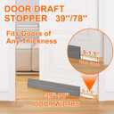 Door Draft Stopper for Bottom of Door, Adjustable Weather Stripping Door Seal for Cold Insulation, Under Door Sweep for Exterior & Interior Doors, Door Bottom Seal Blocker Noise (78inch,Grey) (Gray)