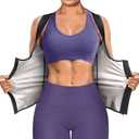 Junlan Sauna Suit for Women Waist Trainer Vest for Women Sweat Tank Top Shaper for Women with Zipper (Large, Black)