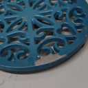 Antrader Cast Iron Trivet, Enameled Pot Stands with Rubber Feet, Heat Resistant Metal Hot Pot Holder for Table & Countertop Protection,Blue