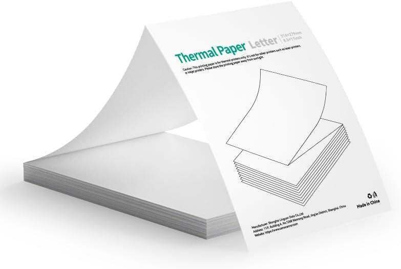 Thermal Printer Paper 8.5x11 Inch, 100 Sheets US Letter Size Foldable Paper, Long-Term Archival Quality, Compatible with CamScanner P1 Pro Printer, Moisture-Proof Packaging (100 Sheets)