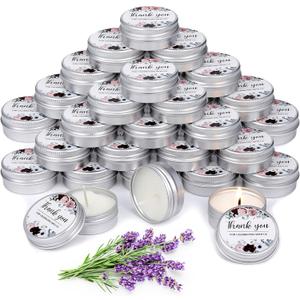 MTLEE 50 Pcs Wedding Candles Gift Favors for Guests 1 Oz Lavender Scented Soy Wax Aromatherapy Candle Favors for Bridal Shower Rustic Wedding Party Guests(Thank You)
