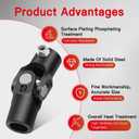 cciyu 5/8"-36 Spline * 3/4" Round Steering joints Black Single U-Joint Shaft 96mm