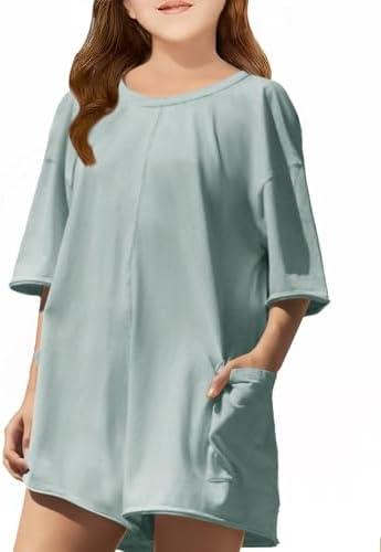 CharmWM Girls Summer Casual Romper Short Sleeve Oversized Jumpsuit Kids Shorts Teens Fashion Cothes Size 150