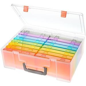 Photo Storage Box 4x6, 18 Inner Photo Case Large Photo Organizer Acid-Free Photo Box Storage Photo Keeper Photo Storage Case, Plastic Craft Storage Box for Photo Stickers Stamps Seeds (9 Colors)