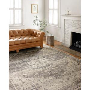 Loloi Hathaway Collection HTH-05 Steel/Ivory 7'-6" x 9'-6", .25" Thick Area Rug, Soft, Durable, Printed, Modern, Low Pile, Non-Shedding, Easy Clean, Living Room Rug