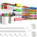 Peg board,Pegboard 32"*32",White Pegboard 4pcs and 32 Peg board Organizer Accessories,Pegboard Wall Organizer,Peg boards,Peg boards for Walls,ABS Plastic Pegboard for Craft Room Garage Kitchen office