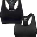 Women's Seamless Racerback Sports Bra High Impact Support Yoga Gym Workout Fitness (Large, 2pcs (Black,Grey))