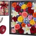 12"x12" Wedding Shadow Box Frame Display Case Kit, DIY Black Valentine's Day Gift Box with Lid Deep Glass Case with Red Velvet Ribbon for Gift Wrapping Craft Keepsake Memory Flower Photo