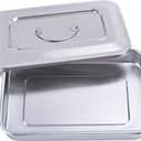 Medical Surgical Trays Stainless Steel Dental Instruments Tray Organizer Holder Sterilization Plate Trays Boxs with Lid & Handle Grip Large