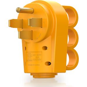 MICTUNING 125 250V 50Amp Heavy Duty RV Replacement Male Plug with Ergonomic Handle Yellow