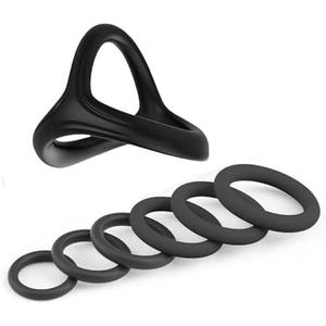 Triangle Men's Endurance Training Set, 7-Piece Set Includes 6 Different Sizes of Circular Bands-USLS08G (Set4-Black)