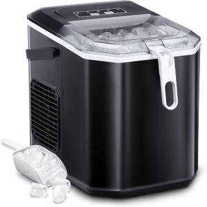 Antarctic Star Countertop Ice Maker,26lbs/24Hrs,9 Bullet Ice Cubes Every 6 Minutes, Self-Cleaning Countertop Ice Makers with Basket and Scoop,Perfect for Home, Kitchen, RV, Camping (Black)