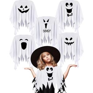 Xuhal 5 Pcs Group Halloween Costumes Ghost Pumpkin Butterfly Crayon Hippie Mexican Poncho Costume for Men Women Party Cosplay
