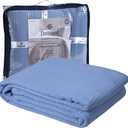 DOLLCENT 100% Cotton Twin Size Blanket for Bed, Premium Soft Combed Lightweight Blankets, Washed Breathable Cozy Bed Throw Blanket, Blue Twin Cotton Blankets for All Season: Blue (66"x90")