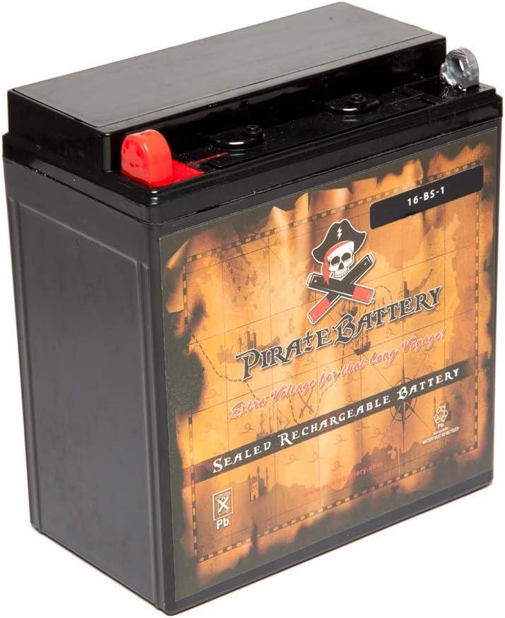 Pirate Battery 16-BS-1 Maintenance-Free 12V 16Ah Battery Replacement for ATV, Motorcycle, Jet Skis, Scooter, UTV, and More - Nut and Bolt (T3) Terminal
