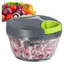 Ourokhome Manual Food Processor Vegetable Chopper, Portable Hand Pull String Garlic Mincer Onion Cutter for Veggies, Ginger, Fruits, Nuts, Herbs, etc., 500ml, Grey