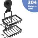 Moforoco Soap Bar Holder for Shower, No Drilling, 304 Stainless Steel, Wall Mounted Soap Holder with 4 Hooks and Razor Holder, Shower Rack Soap Tray Bar Soap for Bathroom (Black, 2-T Suction Cup)