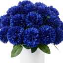 SITUMEIZI 12 Pcs Blue Artificial Chrysanthemums Flowers Ball Flower Fake Mums Silk for Wedding Home Kitchen Decoration Floral Arrangement