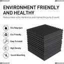 Focusound 50 Pack Acoustic Foam Panels 1" x 12" x 12" Sound Proof Foam Panles Soundproofing Noise Cancelling Wedge Panels for Home Office Recoding Studio with 300PCS Double-Side Adhesive