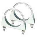 QWORK U-Bolt Muffler Tip Exhaust Hook, 2 Pack 3" OD Universal Silencer Exhaust Clip, Steel Exhaust Pipe Clamp